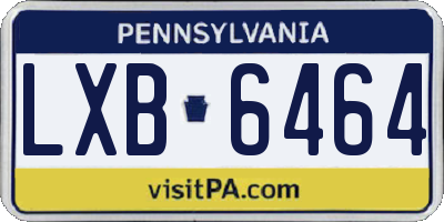 PA license plate LXB6464