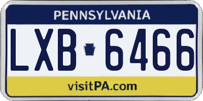 PA license plate LXB6466