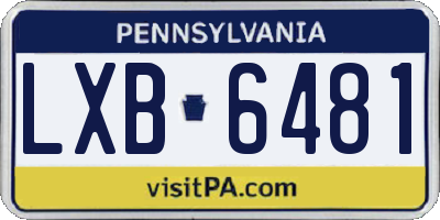 PA license plate LXB6481
