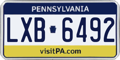 PA license plate LXB6492