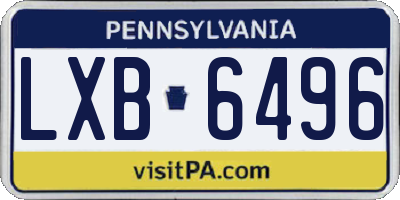 PA license plate LXB6496
