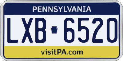 PA license plate LXB6520