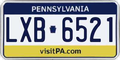PA license plate LXB6521