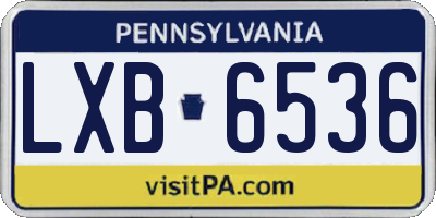 PA license plate LXB6536
