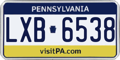 PA license plate LXB6538