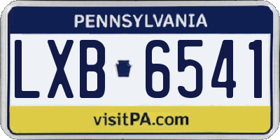 PA license plate LXB6541