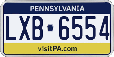 PA license plate LXB6554