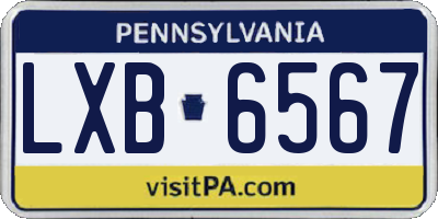 PA license plate LXB6567