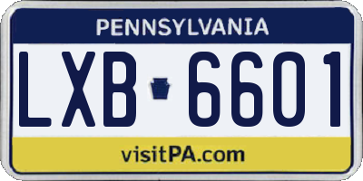 PA license plate LXB6601