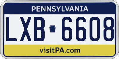 PA license plate LXB6608