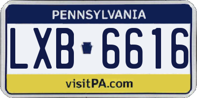 PA license plate LXB6616