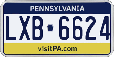 PA license plate LXB6624