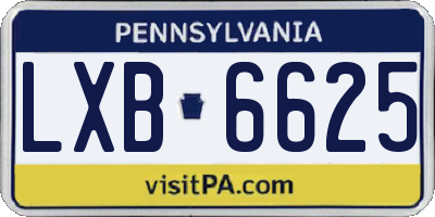 PA license plate LXB6625