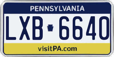 PA license plate LXB6640
