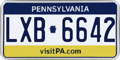 PA license plate LXB6642