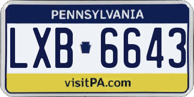 PA license plate LXB6643