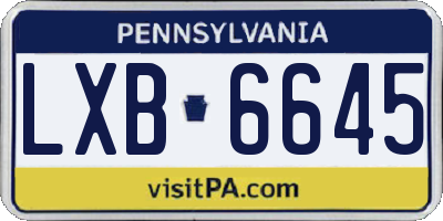 PA license plate LXB6645