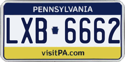 PA license plate LXB6662