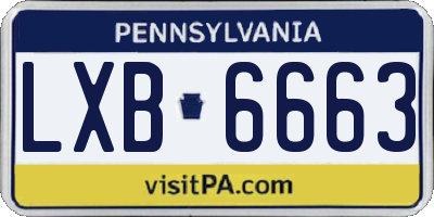 PA license plate LXB6663