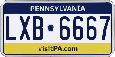 PA license plate LXB6667
