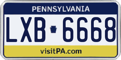 PA license plate LXB6668
