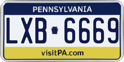 PA license plate LXB6669