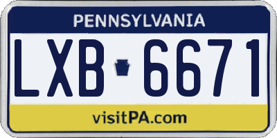 PA license plate LXB6671