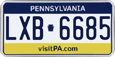 PA license plate LXB6685