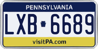 PA license plate LXB6689