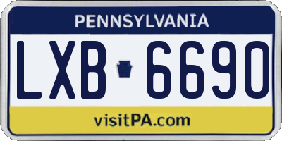PA license plate LXB6690