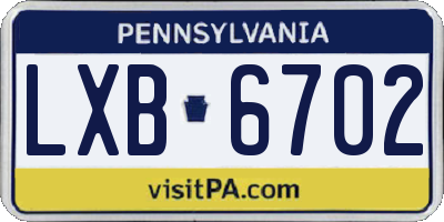 PA license plate LXB6702