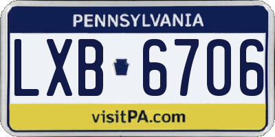 PA license plate LXB6706