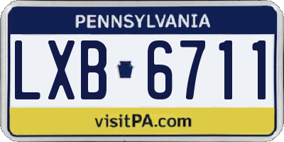 PA license plate LXB6711