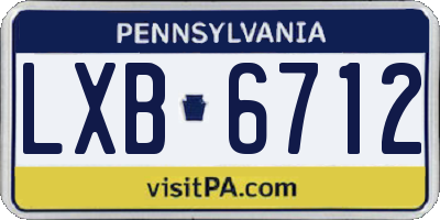 PA license plate LXB6712