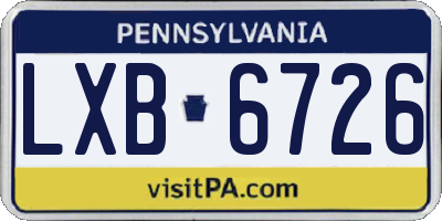 PA license plate LXB6726