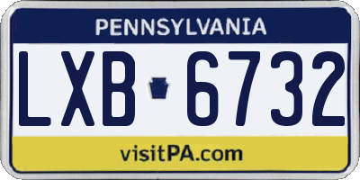 PA license plate LXB6732