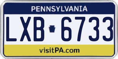 PA license plate LXB6733