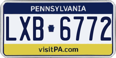 PA license plate LXB6772