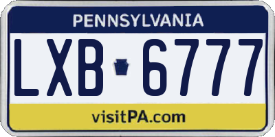 PA license plate LXB6777