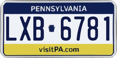 PA license plate LXB6781