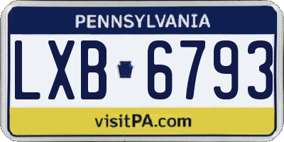 PA license plate LXB6793