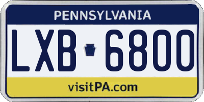 PA license plate LXB6800