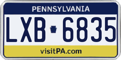 PA license plate LXB6835