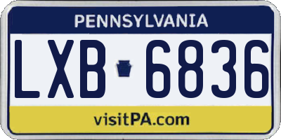 PA license plate LXB6836