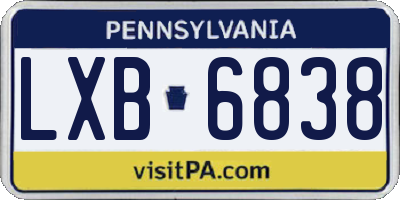 PA license plate LXB6838