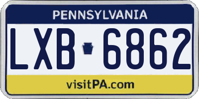 PA license plate LXB6862