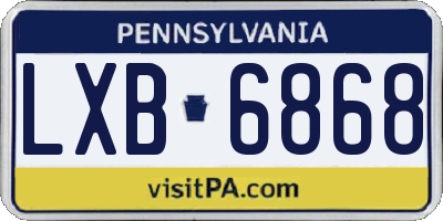 PA license plate LXB6868