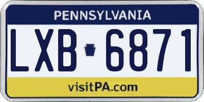 PA license plate LXB6871