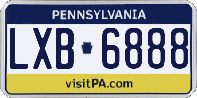 PA license plate LXB6888