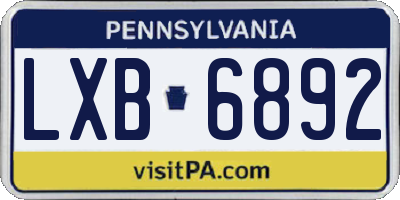 PA license plate LXB6892
